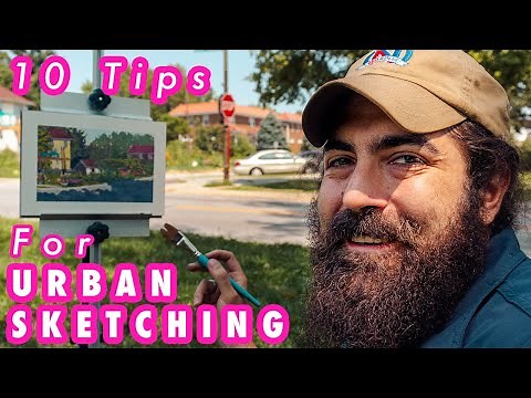 10 URBAN SKETCHING Tips! | GOUACHE Plein Air Cityscape