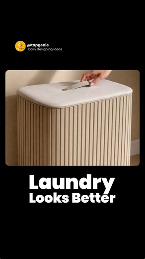 TapGenie on Instagram: "Laundry doesn’t have to look like a utility problem. This basket blends into the room like furniture, not something you hide in a corner. Clean lines, soft fabric, and a form that actually belongs in a living space. Follow @tapgenie for everyday home design ideas that make sense. #laundrydesign #homeorganization #interiorinspo #modernhomes #tapgenie"