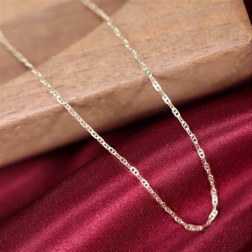 14k Gold Anchor Chain Necklace, 1.2mm Mariner Link Chain, Authentic Thin Chains Jewelry - Etsy Australia