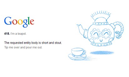 Googleに実際に存在する「418 I'm a teapot」のエラーページ