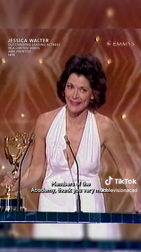 In 1975, the late Jessica Walter won the #Emmy for Outstanding Leading Actress in a Limited Series for “Amy Prentiss.” While accepting her award, the actress shared that being recognized for her work was the cherry on top of loving her job. 💛 #EmmysSpeeches #TelevisionAcademy