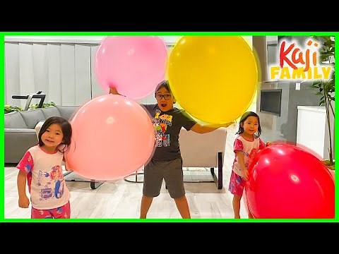 Ryan plays with Giant Balloons with his sisters in the house!!!