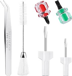 6 Pieces Sewing Machine Cleaning Kit Includes Tweezers Double Headed Lint Brush 4 Pieces Short Screwdriver, Flathead Cross Head Mini Portable Screwdriver for Repair Machine Sewing Tools