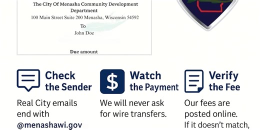 Menasha Police Department warns of fraudulent invoice scam