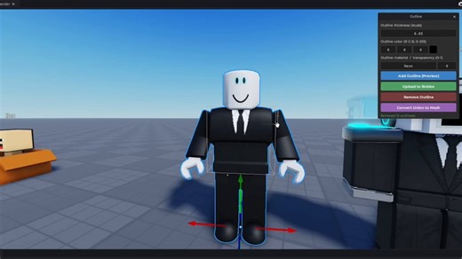 - Patch 2 to my Plugin that creates Cartoony Outlines from meshes/parts using Editable Meshes API: https://t.co/KHn54HtVKv- Whats Changed: - Now you can add outlines to unions and also convert them to meshes directly (auto uploads)- You can change Transparency and Material using new configurations in the plugin menu- New color box to choose your fav color(Credits to @EgoMoose for CSG to Mesh source)#Roblox #RobloxDev