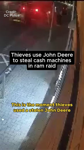 This is the dramatic moment a cash machine was ripped from a Co-op shop in a ram-raid. Four people, wearing masks and hoods, used a stolen John Deere telehandler, known as a cherry picker, to smash the wall of a Co-op on Glen Road, Plympton, and take two cash machines. Devon and Cornwall Police were called at around 1.45am to the incident on Monday, February 2, DevonLive reports. It is believed the incident, where a large sum of cash was stolen, was carried out by a "highly sophisticated and org