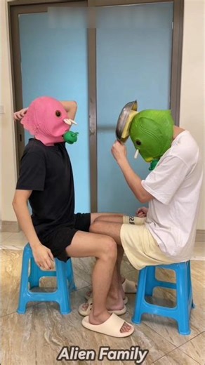 😂Our Alien Family Got WAY Too Competitive | Head Knock Game Ends in Chaos! #shorts #alienfamily