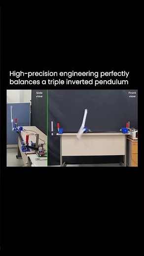 Balancing a triple inverted pendulum #controltheory #engineering #robotics