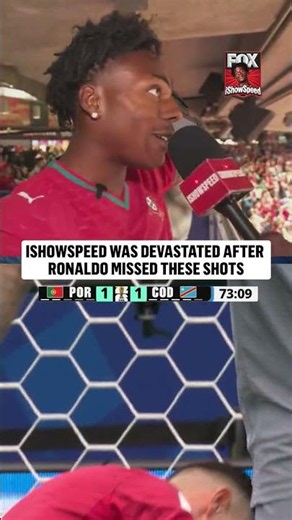 Ronaldo with two golden chances and ‪@IShowSpeed‬ couldn't believe he didn't score