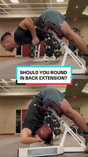 Advantages of performing back extension with a neutral spine: - Translates to other neutral spine movements like squats and deadlifts - Trains bracing - More glute stretch - Overall a stronger position Advantages of performing back extension with a rounded spine: - Reinforces protection in the case of misgroves during heavy compound movements, and other times throughout the day in spinal flexion - Strengthens smaller connective tissue between vertebraes - Won’t be one sneeze away from pulling ou