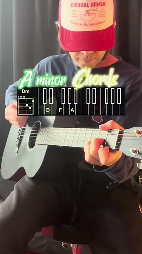 A minor chord shapes on guitar and piano