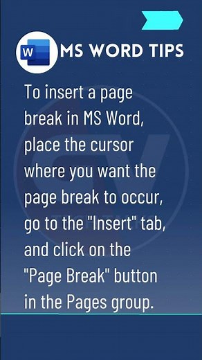 Word Tips - How to insert a page break in MS Word