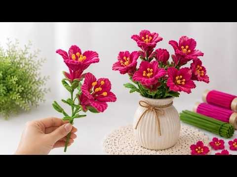 EASY & STUNNING! you will love it! Handmade DIY Pipe Cleaner Flower 😍 | Easy Craft Tutorial