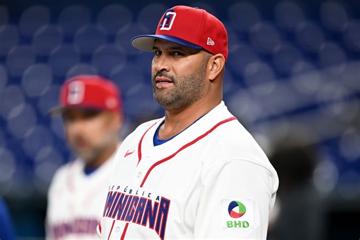 Albert Pujols reacts to final strike call in Dominican Republic's WBC loss to USA