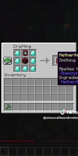 Recipe 249 | Learn how to craft a duplicate of a Netherite Upgrade in Minecraft. You use it to upgrade diamond gear into netherite gear at a smithing table and duplicate the template infinitely with this recipe. You will need (check out our videos if you haven’t crafted them yet): - a iron or better pickaxe You will learn: - How to craft a duplicate of a netherite upgrade Like, love, follow and subscribe for more quick Minecraft tips and beginner guides. #minecraft #minecrafttutorial #beginners