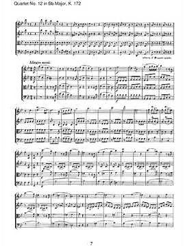 mozart string quartet 12 in b flat major k 172