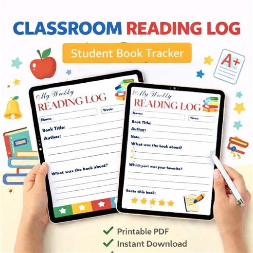 Classroom Reading Log Printable | Student Book Tracker | Reading Worksheet PDF| Book Tracker Homeschool Reading Chart | Book Tracker| - Etsy