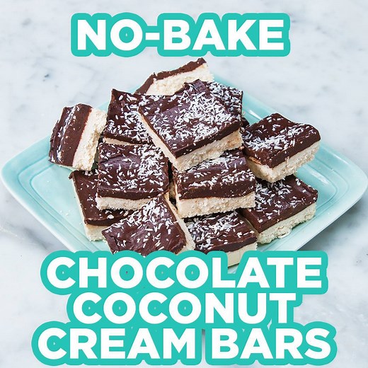 4.3M views · 17K reactions | These no-bake chocolate coconut bars are only 4-ingredients! ✨ FULL RECIPE: https://tasty.co/recipe/chocolate-coconut-cream-bars | Goodful | Facebook