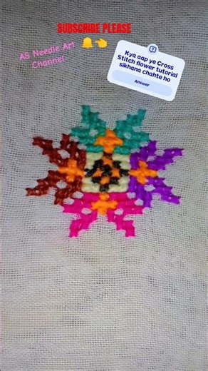 Cross Stitch flowers design for beginners |Cross Stitch easy tutorial |woolen thread flowers All ove