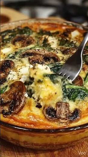 Crustless Spinach, Mushroom & Feta Quiche