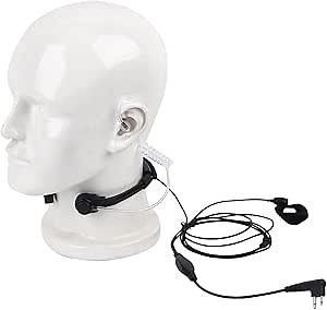 2 Pin M1 Throat Mic Headset with PTT Mic FBI Security Acoustic Tube Earpiece for Motorola Mag One BPR40 CLS1110 CLS1410 CP185 CP200 CP200D DLR1020 DLR1060 DTR650 DTR700 RDM2070D RDU4100 Radios