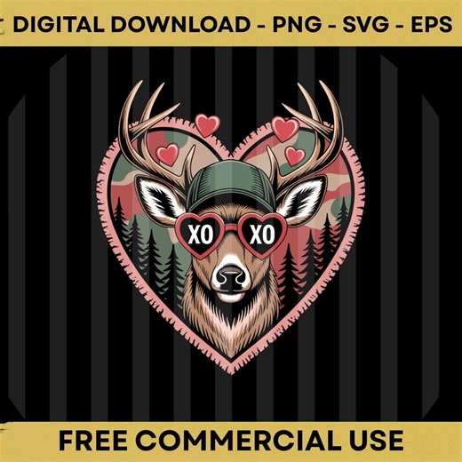 Valentine Buck Camo Deer Hunting SVG PNG EPS Funny Hunting Valentine Design - Etsy