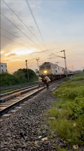 People Almost Run Over by Train! 😱 #trainvideos #trainaccident #trains #shorts