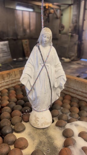 2.2M views · 338K reactions | Taking the paint off this Mary statue so she can be touched up and restored to her former glory. First time ever dipping concrete. Since she only had to go in the alkaline it didn’t harm it at all. #oddlysatisfying #paint #paintremoval #transformation #beforeandafter #clean #statue | Minute_of_dangle | Facebook