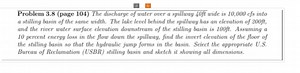 a stilling basin of the same width. The lake level behind the s... | Filo
