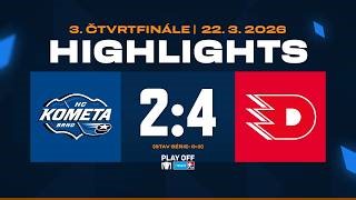 video Kometa Brno – Dynamo Pardubice. Highlights (Hockey sobre hielo. República Checa. Extraliga) / 22 de marzo