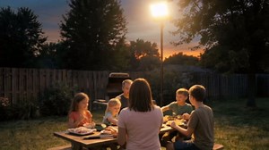 102" Solar Lamp Post Lights with Pole & Water Box Base, Outdoor IP65 Waterproof 3800LM 420 LEDs Solar Street Lights, Metal Flood Motion Sensor Lights for Yard, Garden, Patio, Lawn, Parking Lot