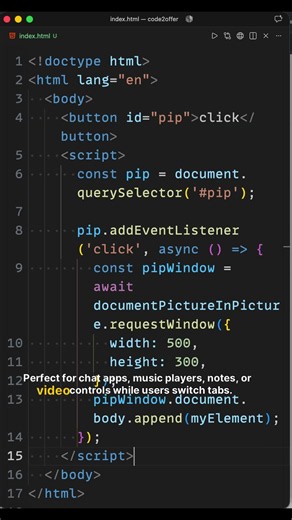JavaScript's Hidden Picture-in-Picture API 🚀 #frontend #web #react
