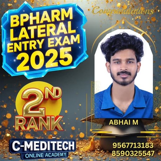 Warmest congratulations on your achievement.👏 #LateralEntry #BPharmLateralEntry #bestcoachingcenter #cmeditechonlineacademy | C- Meditech Online Academy