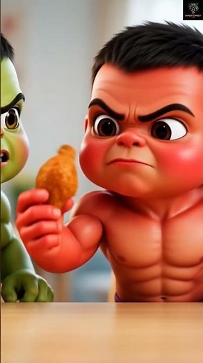 Baby green Hulk Vs red Hulk chicken competition🍗#funny #hulk