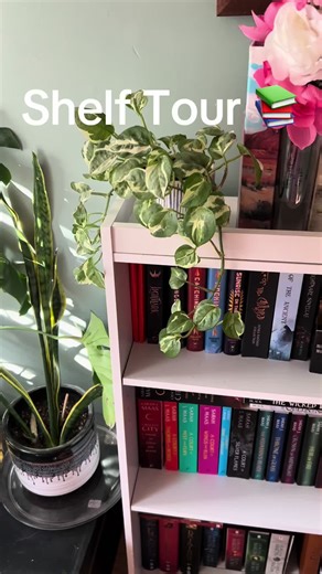 Shelf Tour 📚 This is my fantasy/dystopian shelf featuring Suzanne Collins, Leigh Bardugo, Sarah J. Maas, Holly Black, Rebecca Ross, CS Lewis, JRR Tolkien, Christopher Paulini, George RR Martin, Aja Gabel (idk if this is fantasy because I haven’t read it), and JN Kindig! Keep in mind, this is only one shelf in my house. I also have a lot more in my classroom! #booktok #bookshelftour #bookgirlies #readersoftiktok #bookish
