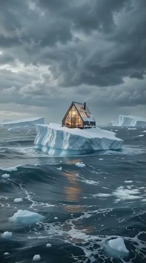 Glass Cabin Floating on an Iceberg❄️ Snow Wind, Ocean Waves & White Noise for Relaxation #whitenoise