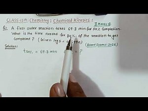 🎯First Order Reaction Numerical | Time for 80% Completion | Class 12 Chemistry Board Exam 🔥