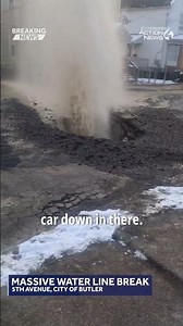 Massive Water Main Break Floods Butler County Street