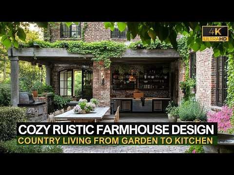 Cozy Rustic Farmhouse: Country Living from Garden to Kitchen with Brick, Stone, and Lush Greenery