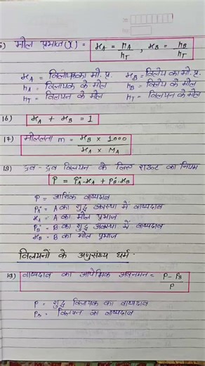 Class 12 Chemistry Chapter 1 Solutions All Formulas | JEE 2027 | Quick Revision 🔥 #shorts