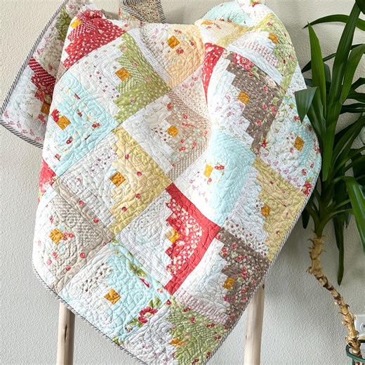 Log Cabin Baby Quilt/small Lap Quilt/patchwork Quilt/46”x40” - Etsy