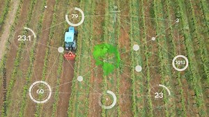 agriculture smart farming technology - industry 4.0.Concept of Harvesting and Planting with Technology and smart farming. . High quality 4k footage