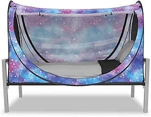 Privacy Pop up Eclipse Bed Tent Bed Drapes (Unicorn Galaxy, Full)