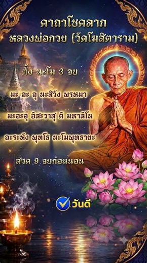 🙏✨ บทสวดคาถาโชคลาภ หลวงพ่อกวย ชุตินฺธโร (วัดโฆสิตาราม)