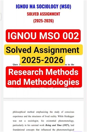 IGNOU MSO 002 | Solved Assignment 2025-26 | Research Methods and Methodologies #mso #ignou