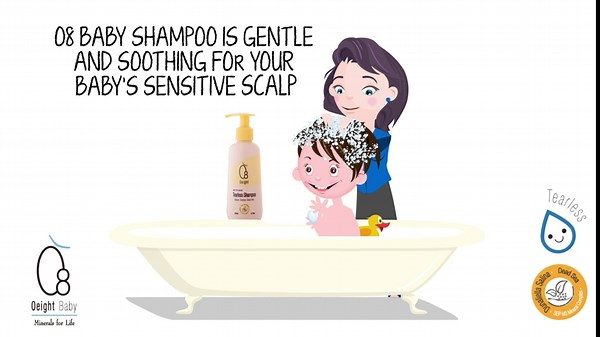 Oeight Tearless Baby Shampoo, Hypoallergenic & Dermatologically Tested Baby Shampoo, 100% Natural Active Ingredients with Chamomile, Parabens & SLS Free, Fragrance Free, for Sensitive Scalp, 200 ml