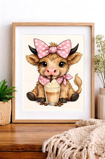 Coffee Cow PNG – Highland Calf Sublimation Design (digital Download, SVG File) - Etsy