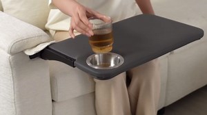 Furnimart Oversized Modular Sectional Pull-Out Sofa with Flip-up Table Panel, Reading Lamp, Charging Ports, Movable Storage Ottoman, Tufted Design, 6 Pillows, Free Combination, Chenille Beige