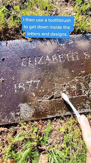 Step by step cleaning a headstone at the cemetery. #headstonecleaner #headstonecleaning #gravestonecleaning #cleantok #oddlysatisfying #cemetery #fyp