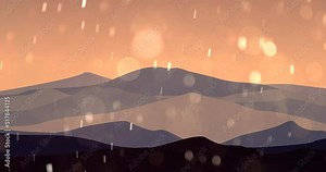Beautiful soft layered mountains and hills animation with wind gusts